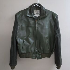 Vintage Green Vinyl Knit Bomber Jacket Sz 42  CAMPUS Brand